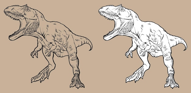 Tyrannosaurus vector, lineaire, zwart-wit tekening. Voor kleurboeken. Voor uw illustraties