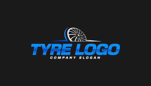 Вектор Концепция логотипа шинного колеса с современным текстовым ремонтом колесной мастерской и новым магазином шин