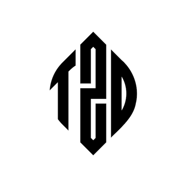 TZD 円形文字 ロゴデザイン 円と円の形 TZD 円文字 タイポグラフィックスタイル 3つのイニシャルが円形のロゴを形成する TZD サークルエンブレム アブストラクト モノグラム 文字マーク ベクトル