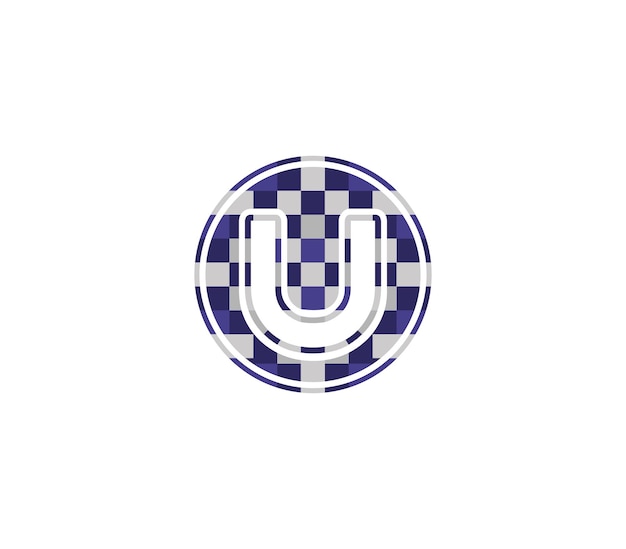 Vector u alphabet pixel logo ontwerpconcept