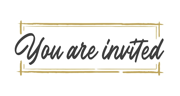 U bent uitgenodigd Calligrafische tekstontwerp Invitation banner