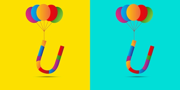誕生日の女の子または男の子を希望するための風船付きの誕生日の手紙のロゴデザイン