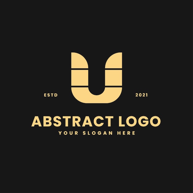 U brief luxe gouden geometrische blok concept logo vector pictogram illustratie