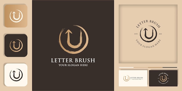 ビジネスとブランドのインスピレーションのロゴのU頭文字ブラシのロゴ
