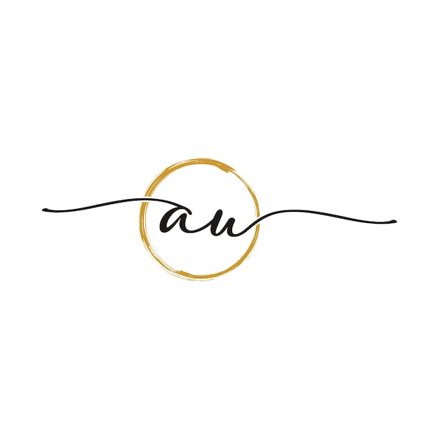 A U Initial Script Letter Beauty Logo Template