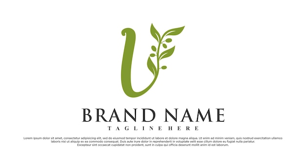 Vector u latter logo design with nature beauty premium vector