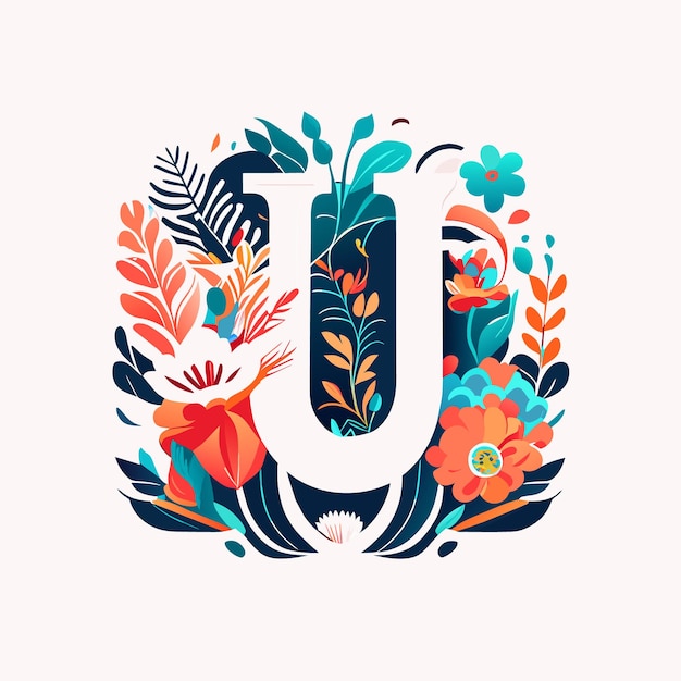 Вектор Начальный красочный логотип буквы u и дизайн логотипа плоской буквы u