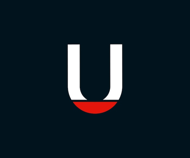U 文字のロゴとアルファベットの設計図
