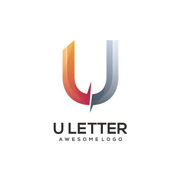 U letter logo gradient colorful illustration