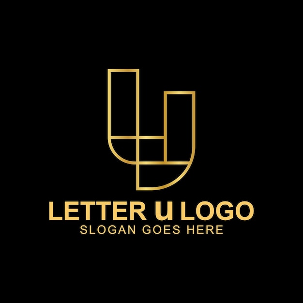 U letter logo vector Initial letter logo golden text on black background