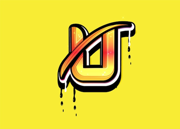 Vector u letter swoosh logo with drip effect vector