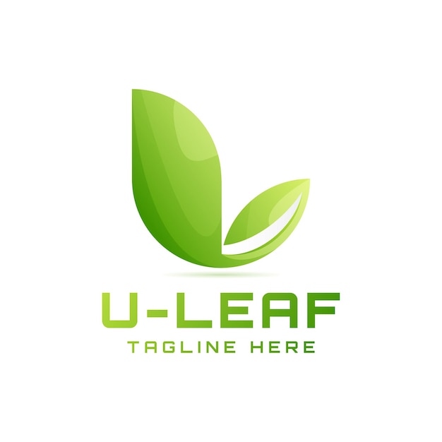 U-letterlogo met abstract blad