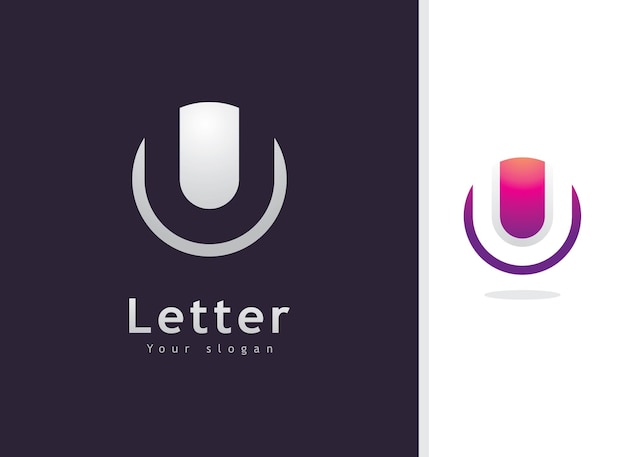 U logo design e modello creative u icona iniziali basate su lettere in vettoriale