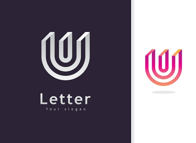 Vettore u logo design e modello creative u icona iniziali basate su lettere in vettoriale