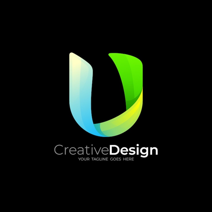 वेक्टर u logo letter u logo with simple design 3d style logos