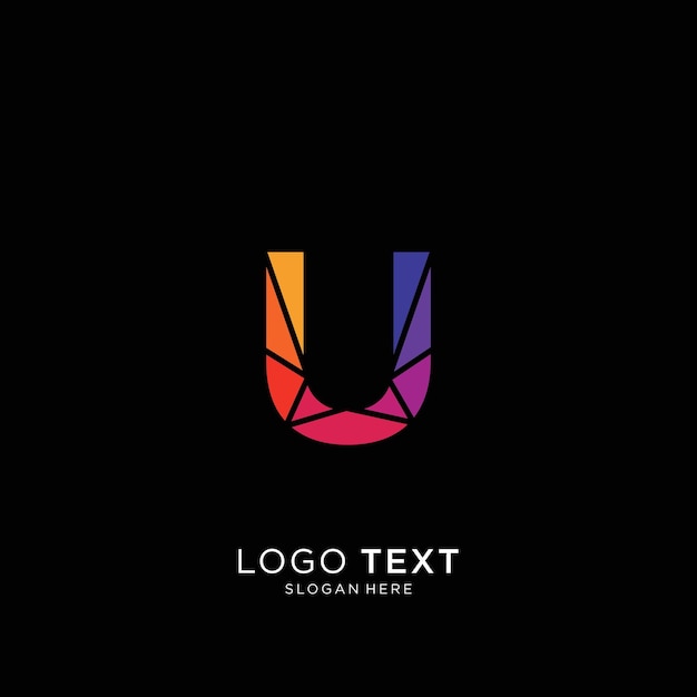 U Logo Technology colorfull on Black Background