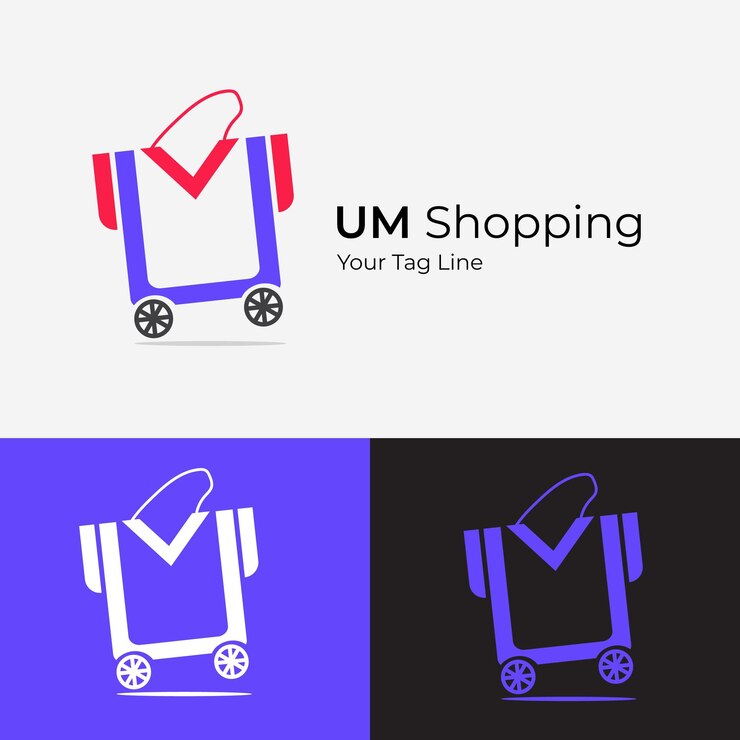 U and M logo for a shopping cart MU shopping logo or letter logo UM logo