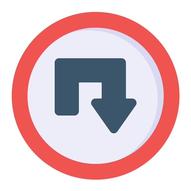 Vector u turn flat illustration