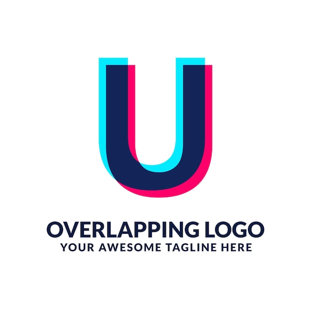 U Vibrant And Colorful Overlay Overlap Letter Logo Alphabet Icon Illustration