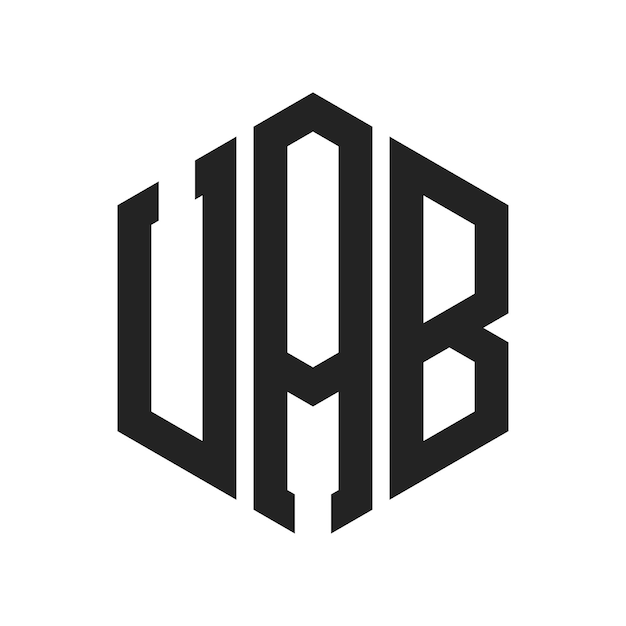 UAB Logo Design Initiële letter UAB Monogram Logo met behulp van zeshoekige vorm