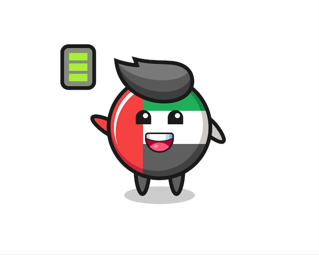 Uae flag badge mascot character with energetic gesture