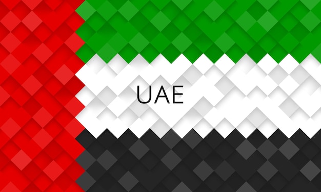 Вектор Флаг объединенных арабских эмиратов (оаэ) с квадратным рисунком флаг объединенных арабских эмирств, сделанный из трехмерных кубов, кирпича или черепицы мозаики