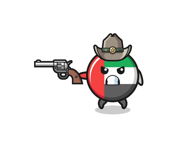 The uae flag cowboy shooting with a gun