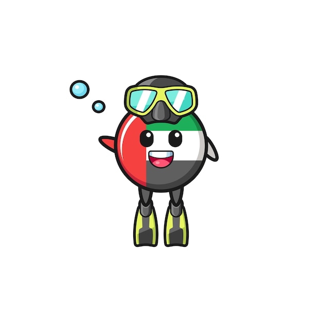 Vector the uae flag diver cartoon character  cute design