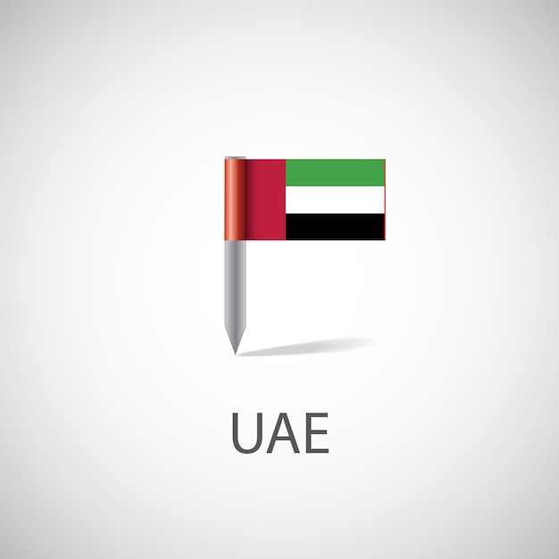 Uae flag pin, isolated on light background