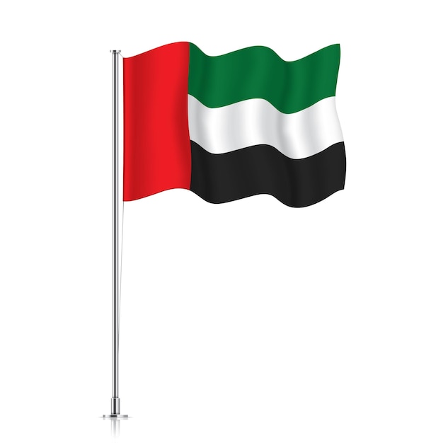 Uae flag waving on a metallic pole