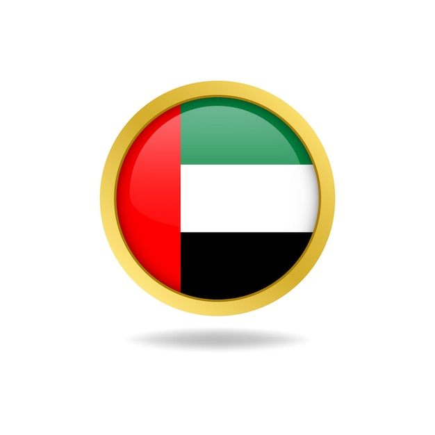 UAE Flag with Golden Frame Round Badge