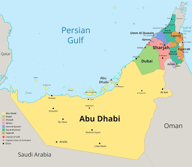 UAE map flat vector with high details