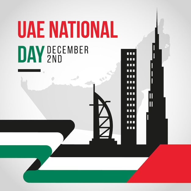 Vector uae national day celebration flat