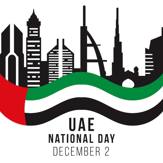 Vettore bandiera della giornata nazionale degli emirati arabi uniti