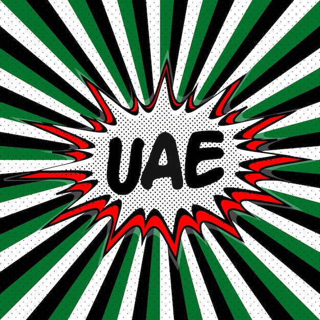 Uae pop art flag United Arab Emirates rays