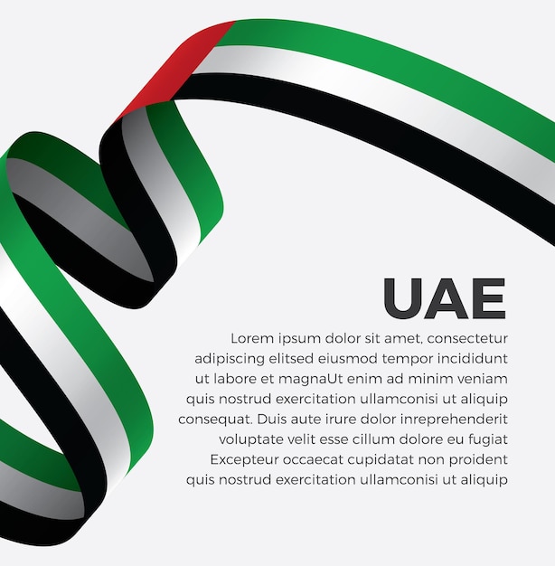 Illustrazione vettoriale di bandiera del nastro degli emirati arabi uniti su uno sfondo bianco vettore premium