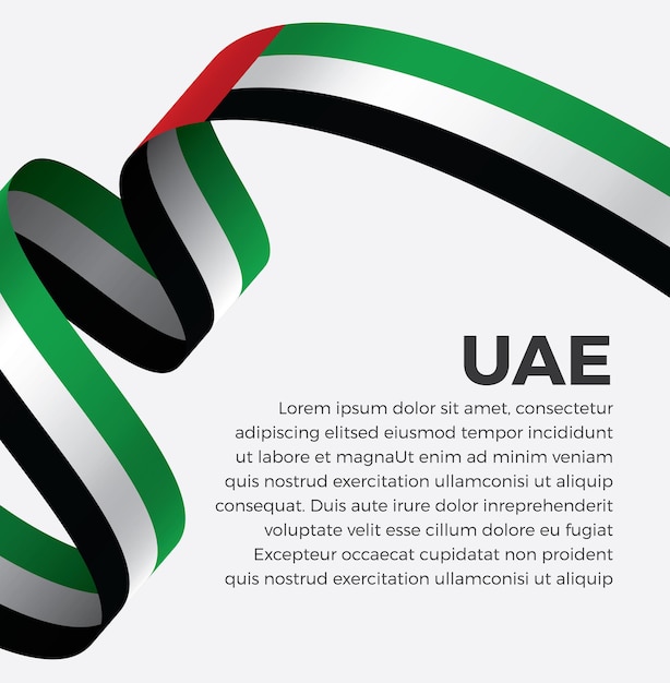 흰색 바탕에 아랍 에미리트 리본 플래그 벡터 일러스트 프리미엄 벡터