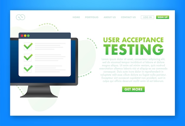 UAT User Acceptance Testing Software testing concept Development quality Vector stock illustration