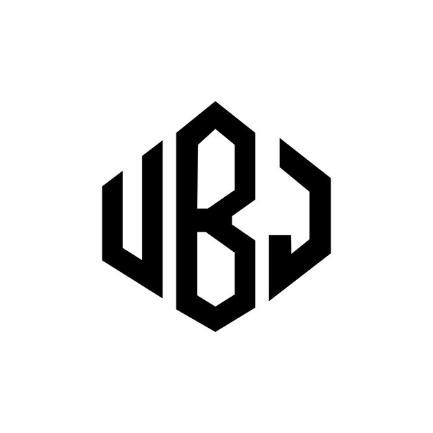 UBJ letter logo design with polygon shape UBJ polygon and cube shape logo design UBJ hexagon vector logo template white and black colors UBJ monogram business and real estate logo