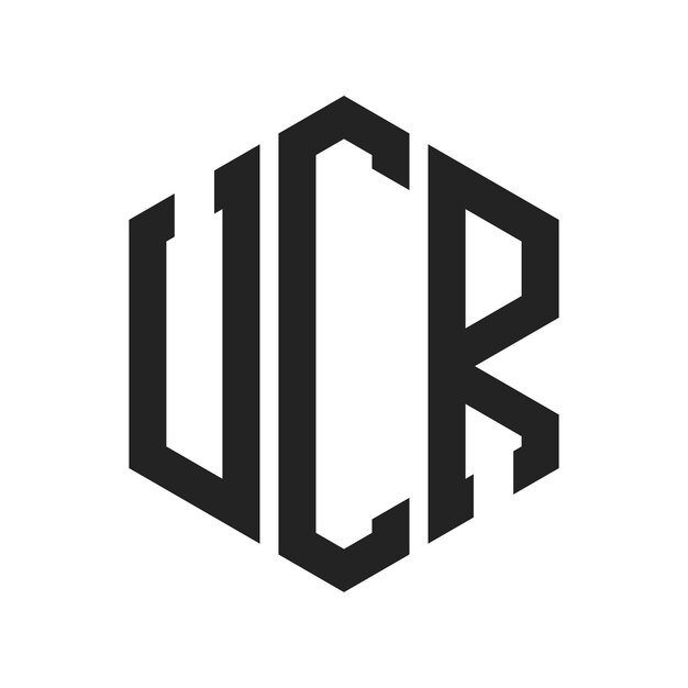 UCR ロゴ デザイン イニシャルレター UCR モノグラム ロゴ ヘクサゴン形