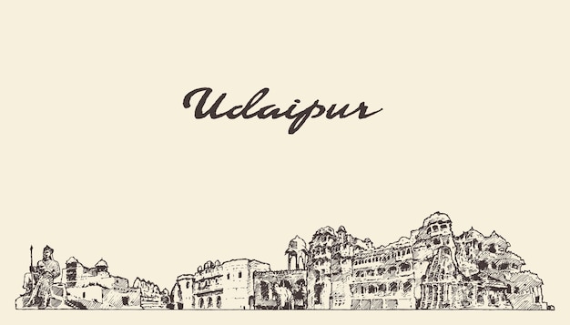 Premium Vector  Udaipur skyline rajasthan india