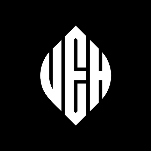 Логотип UEH с круговой буквой с формой круга и эллипса UEH с типографическим стилем Эллипсовые буквы UEH три инициала образуют круг логотип UEH Круг Эмблема Абстрактная монограмма Письмо Марка Вектор