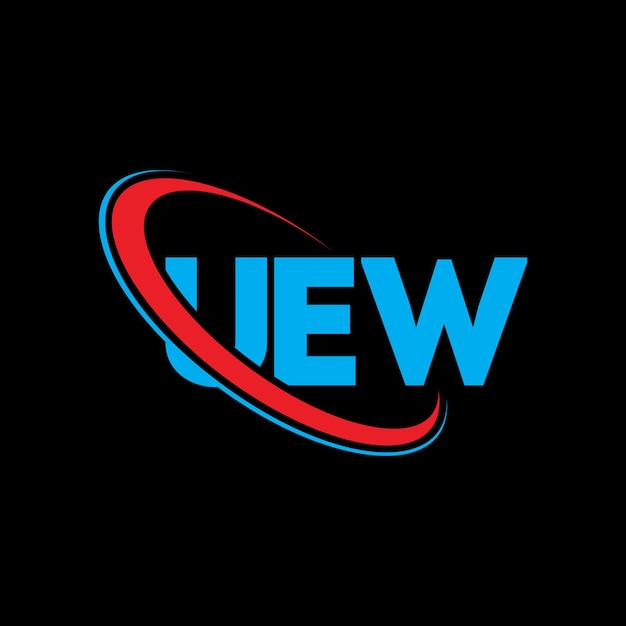 UEW 로고: UEW 글자 UEW 문자 로고 디자인 UEW 이니셜, 원과 대문자 모노그램 로고 UEW 타이포그래피, 기술 비즈니스 및 부동산 브랜드