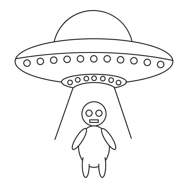 Vector ufo alien coloring book page for kids