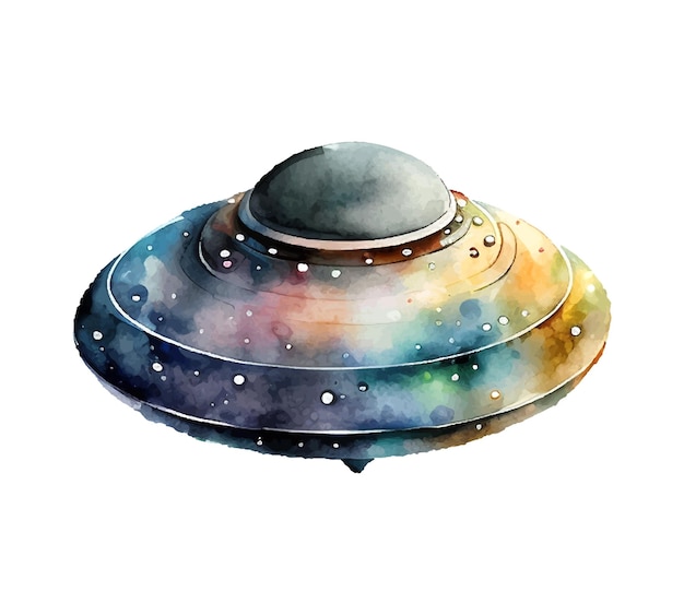 UFO aquarel Holiday Vector illustratie Galaxy Space Humanoid
