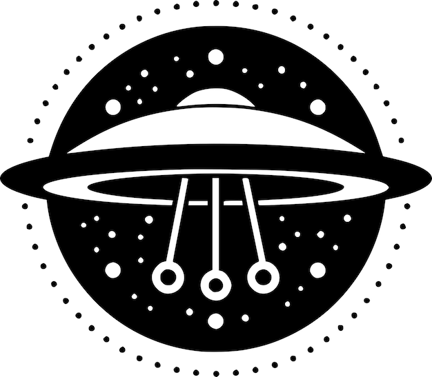 Vector ufo black and white isolated icon vector illustration