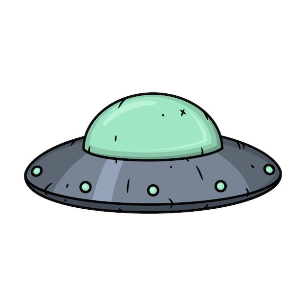 Vector ufo. cartoon buitenaards ruimteschip. kosmisch schip in vormschotel.