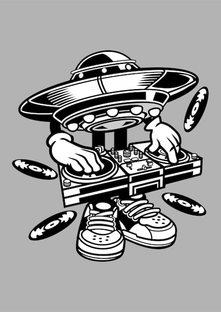 Ufo dj cartoon character