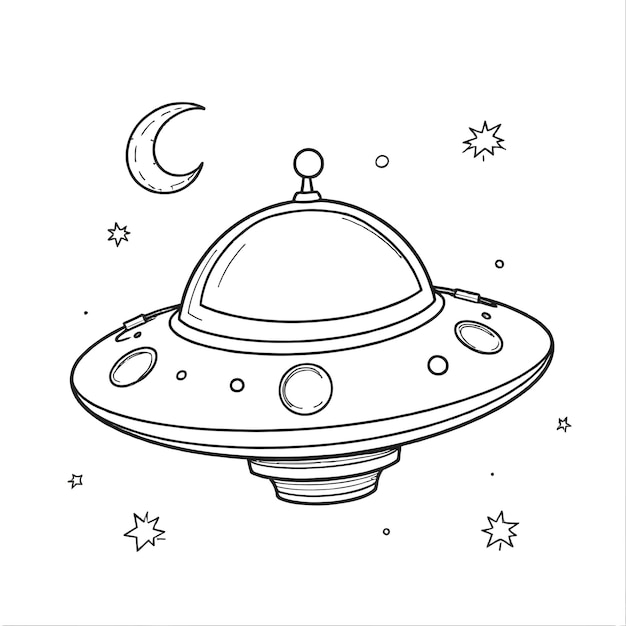ufo drawing vector illustration coloring page