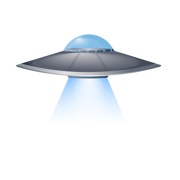 Ufo flying spaceship isolated on white background